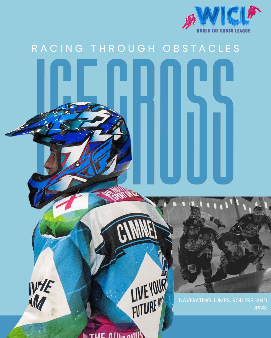 Ice Cross Racing Lines Through Obstacles